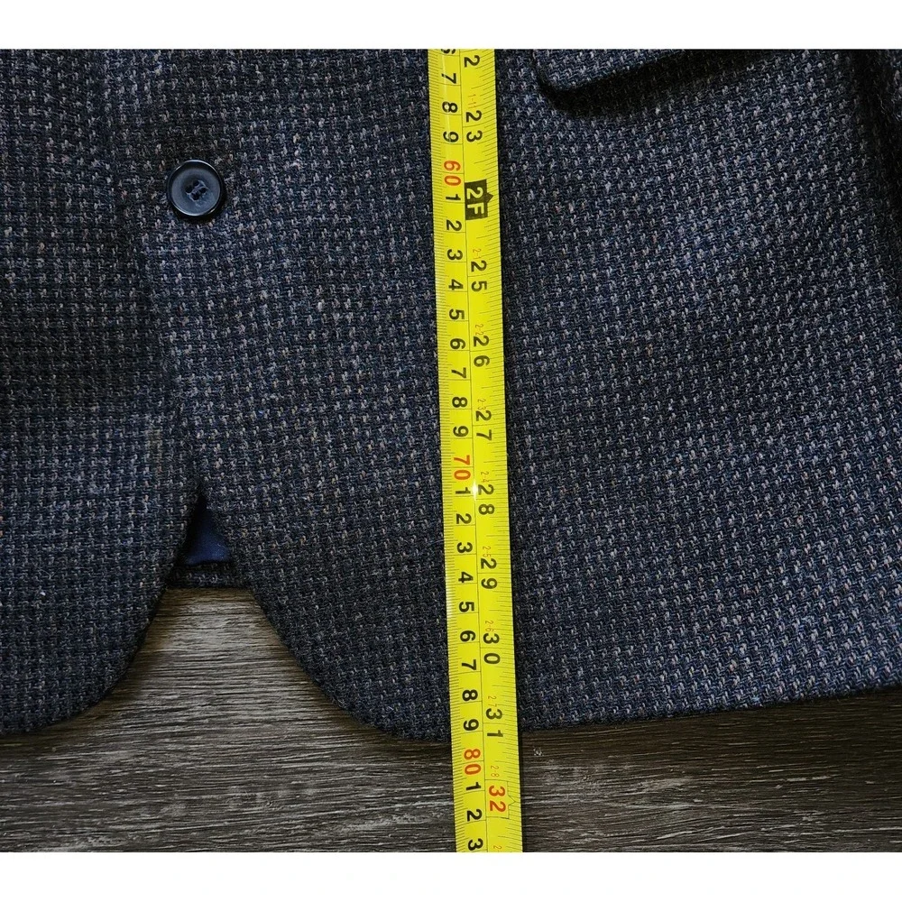 Vintage Haggar Mens 44R Tweed Two Button Made In USA Sport Jacket Blazer Blue